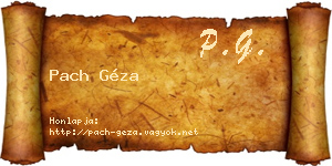 Pach Géza névjegykártya